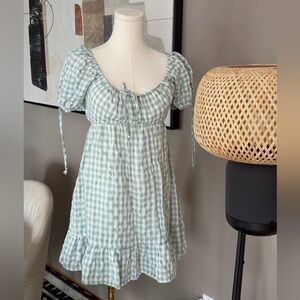 Green Gingham Mini Dress